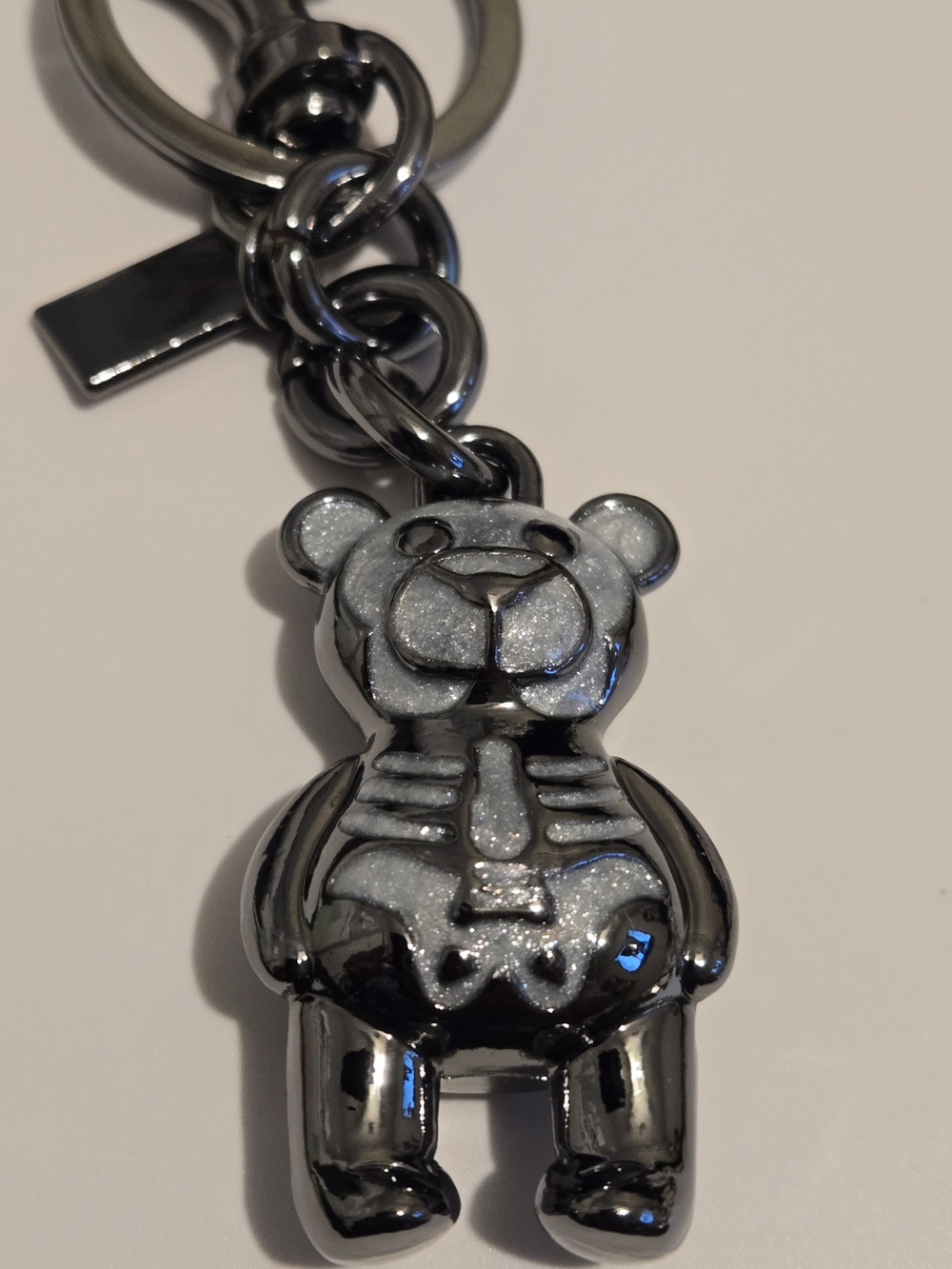 Keychain Bag Charm with skeleton bear charm glitter